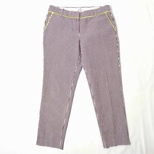 J. Crew Burgundy Striped Seersucker Cafe Capri Pants